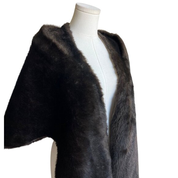 Regina Glenara Glenoit Brown Faux Fur Vintage Stole Vtg Chocolate Glam Mob Wife - Picture 2 of 7